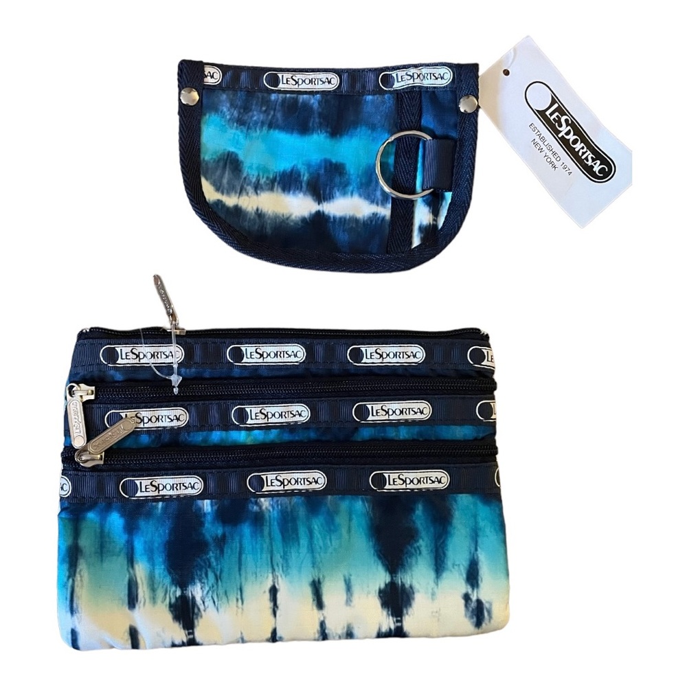 NWT LeSportsac 3-Zip Cosmetic & Key Coin Pouch